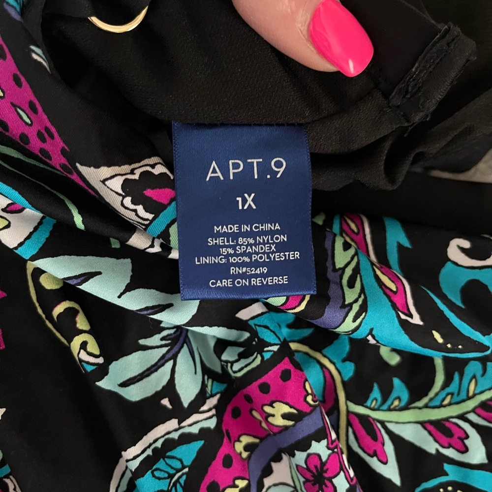 Apt. 9 Tankini Vibrant Colors Patterned Spandex Women’s Plus Size 1X - Picture 5 of 12